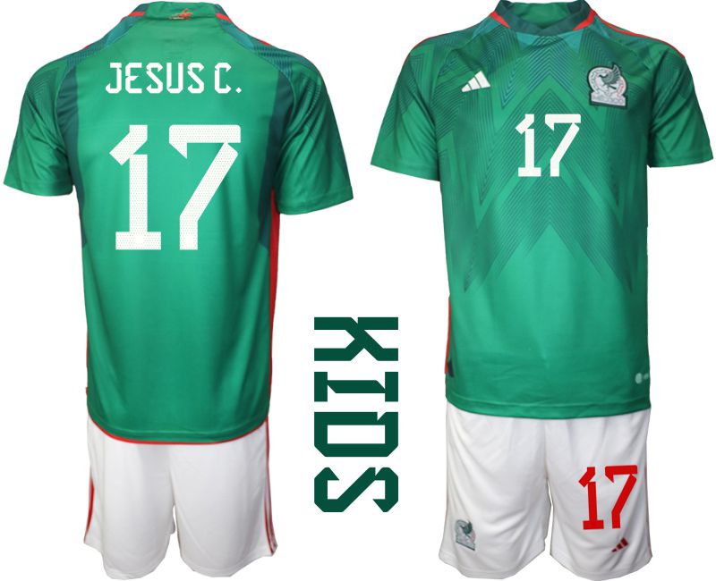 Youth 2022 World Cup National Team Mexico home green #17 Soccer Jersey